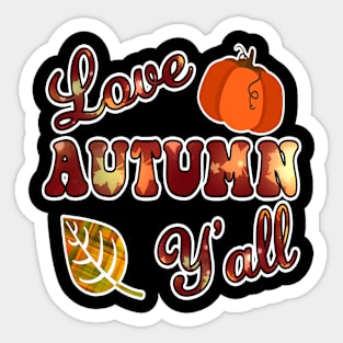 Love Autumn Y'All, Retro Rustic Fall Harvest Thanksgiving Sticker